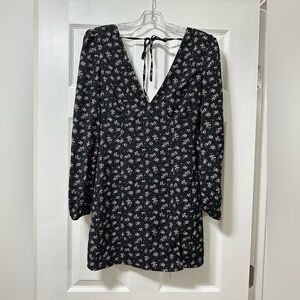 Princess Polly Naturi Long Sleeve Mini Dress Black / Floral